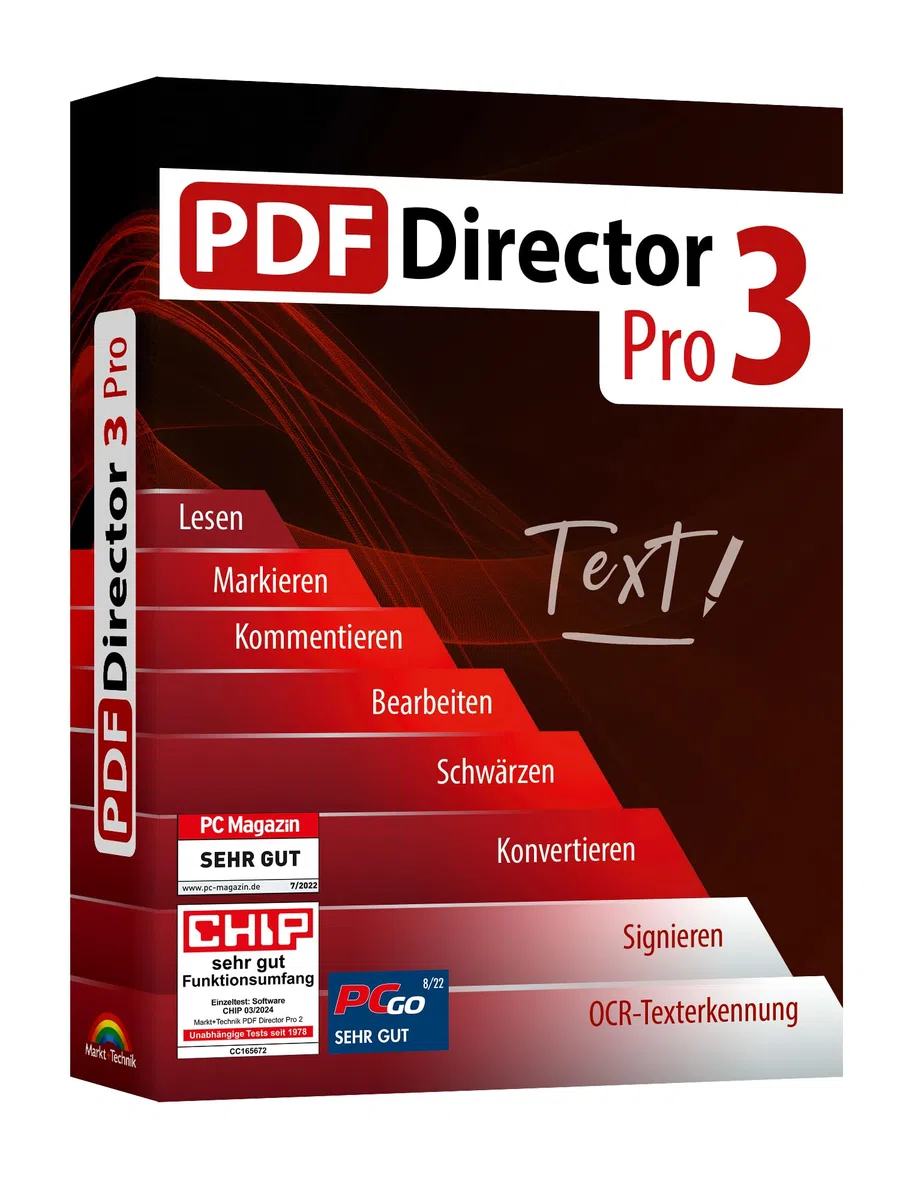 PDF Director 3 PRO 3 PCs inkl. OCR 3.0 Modul PDFs bearbeiten, erstellen, konvertieren für Win 11, 10, 8.1, 7