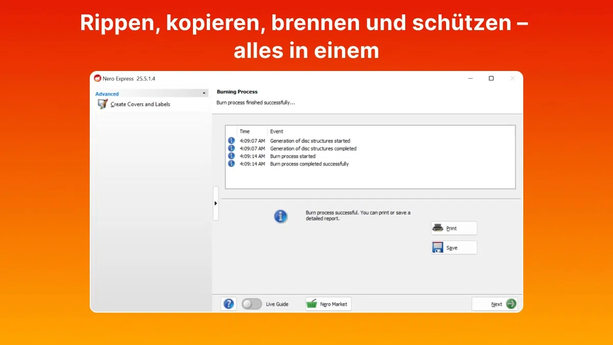 Nero Burning ROM 2026 Brennprogramm CD DVD Brenner Software Unlimitierte Lizenz 1 PC Windows 11 10 8 7