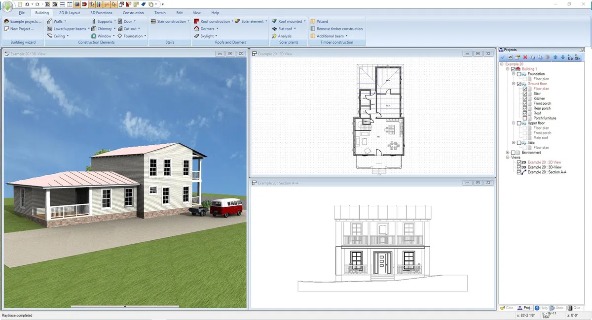 3D CAD 12 Professional Profi-Software für Hausbau-Planung in 3D und 2D mit Elektroplanung für Win 11, 10