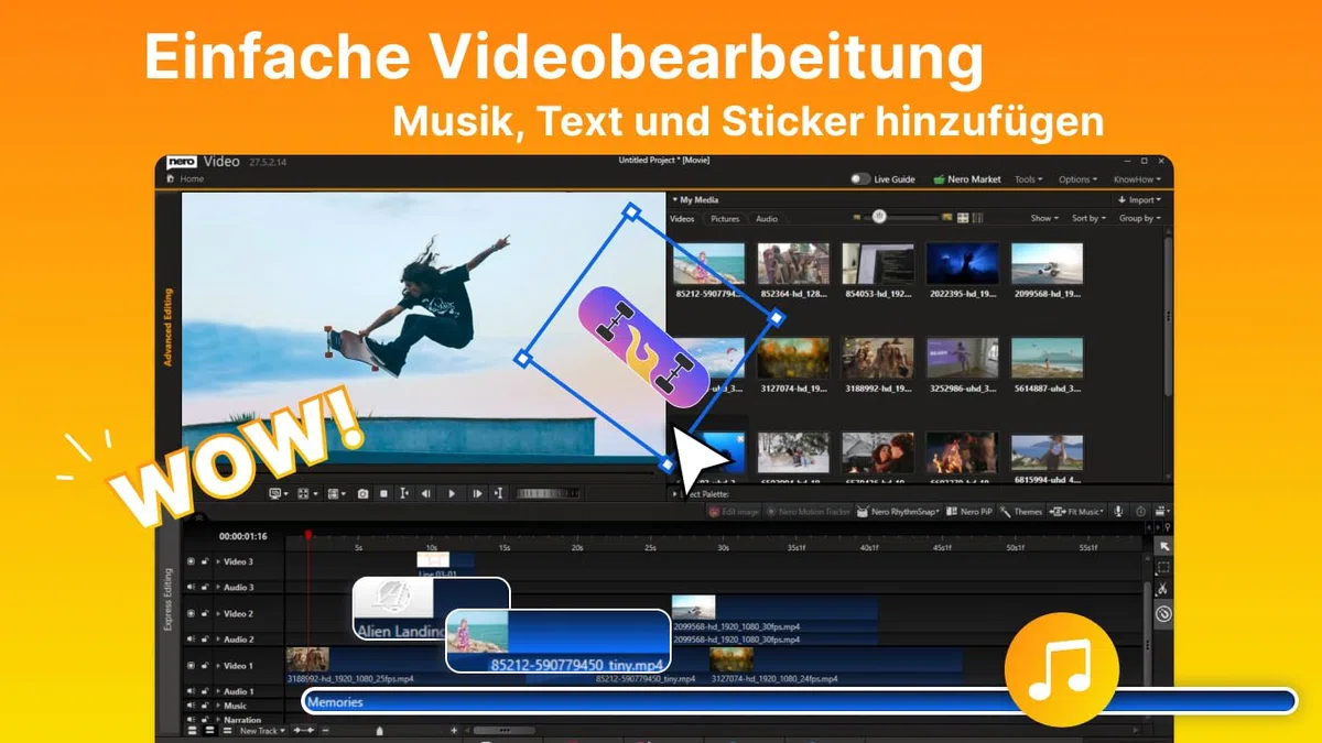 Nero Video für Einsteiger: Videos & Diashows erstellen, Effekte, Vorlagen & Text, Fotos & Clips kombinieren, Export, Brennen, Streamen & Abspielen, Unlimitierte Lizenz, 1 PC, Windows 11/10/8/7