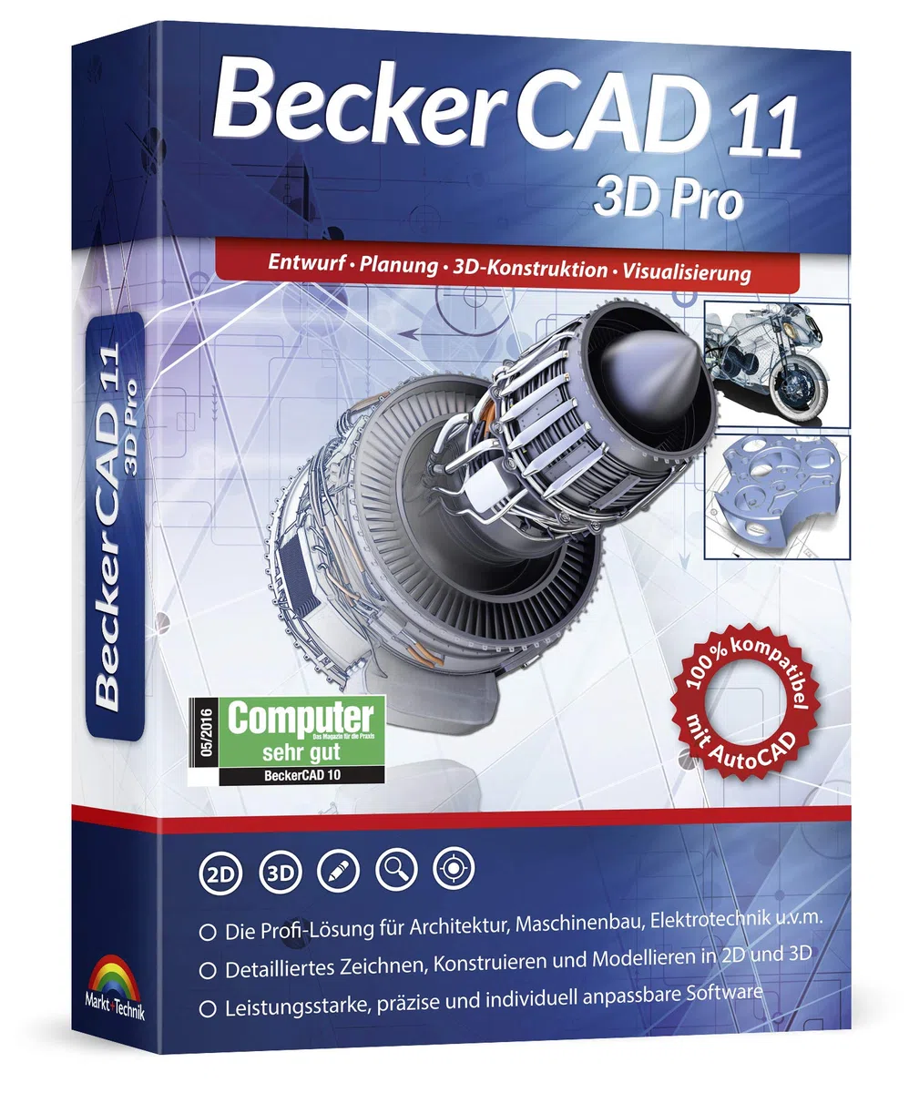 BeckerCAD 11 3D PRO für Windows 11 10 8 7 | CAD-Software für Architektur, Maschinenbau, Modellbau, Elektrotechnik | 3D Zeichenprogramm kompatibel mit Autocad